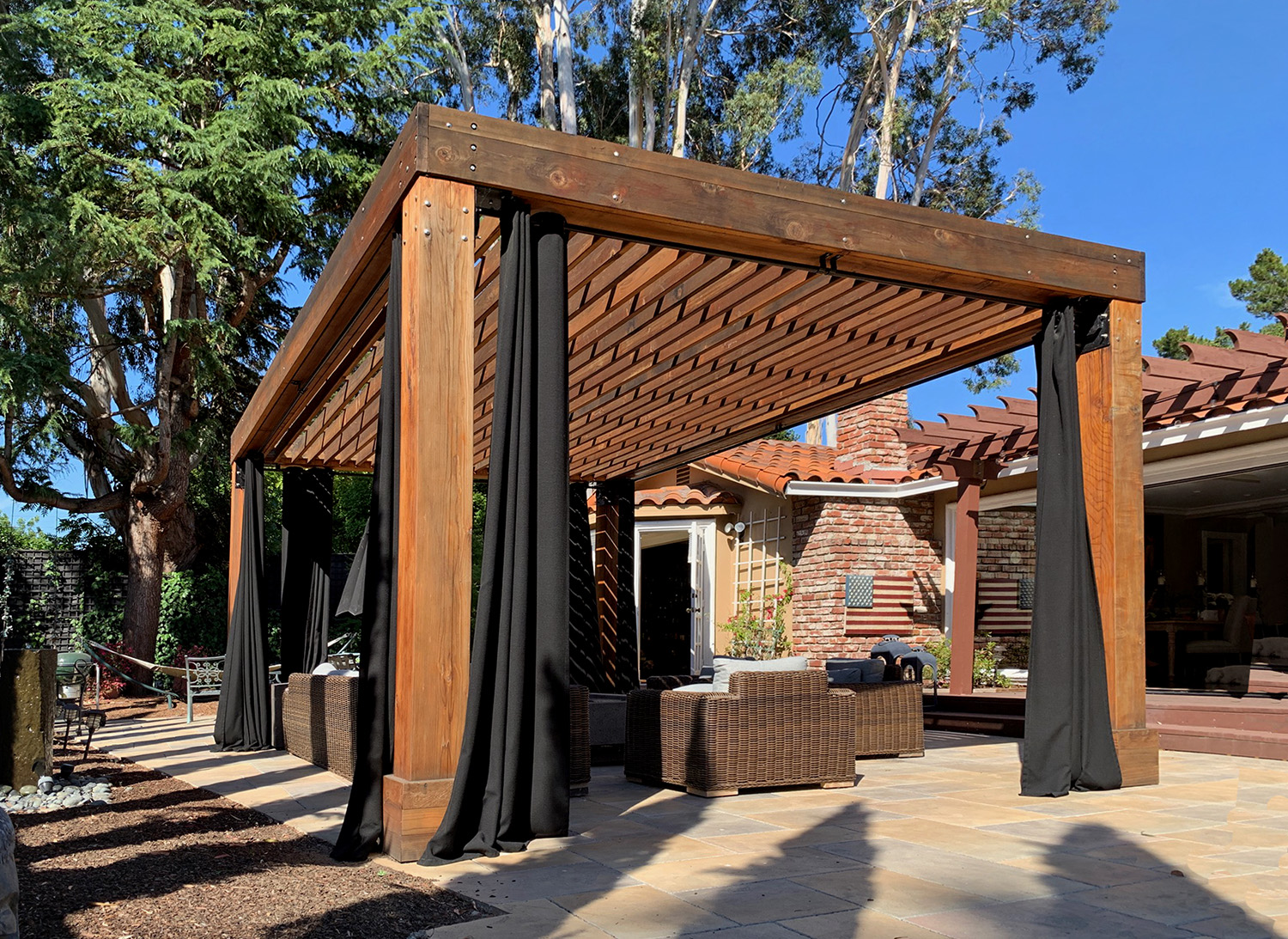 Modern Fat Timber  Pergola  Custom Made from Redwood